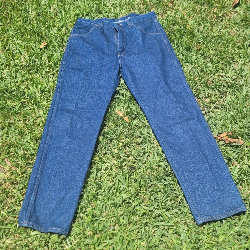 A pair of blue jeans. Size 38